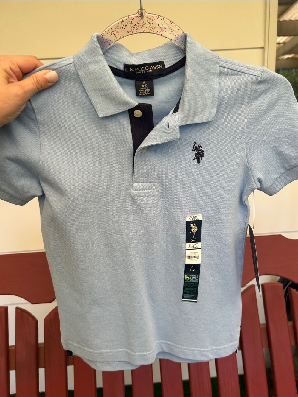 U.S. Polo Assn. Light Blue Boys' Polo with Navy Placket
